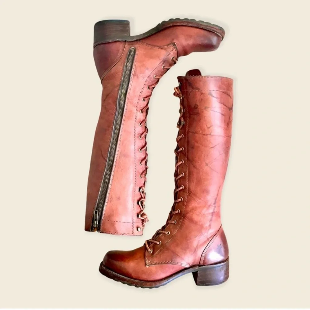 FRYE Campus Lug Lace Leather Knee-High Boots - Picture 11 of 16